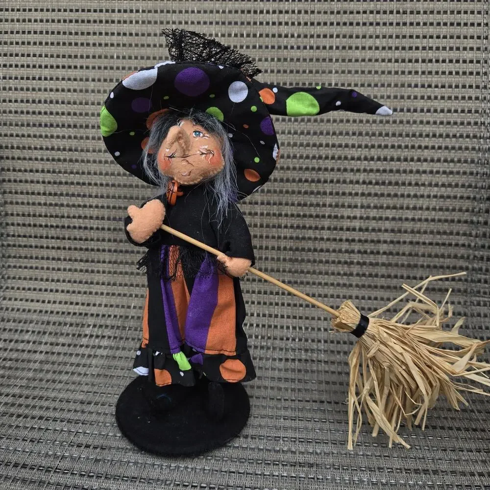 Annalee Doll 2014 Witch Halloween Spooky Polka Dot Hat